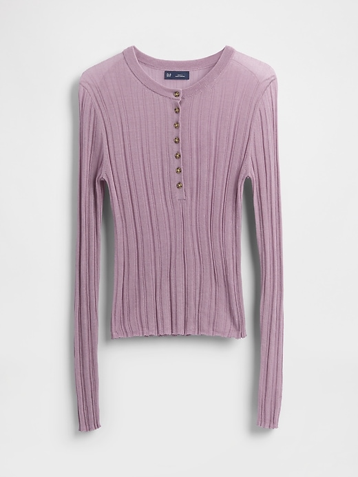 pull henley côtelé transparent