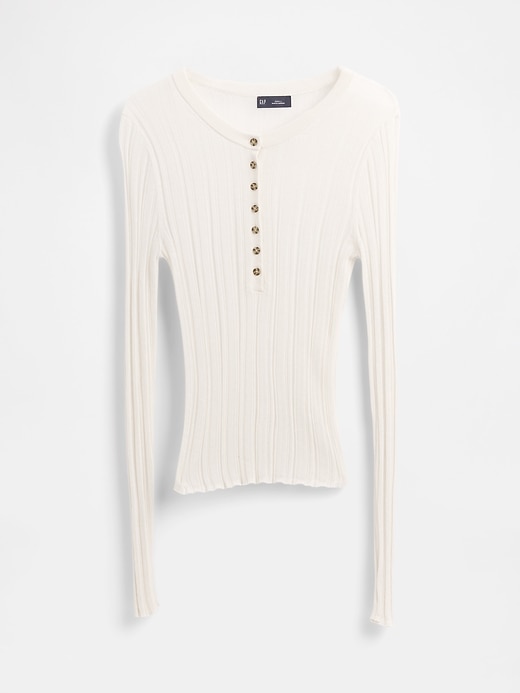 pull henley côtelé transparent