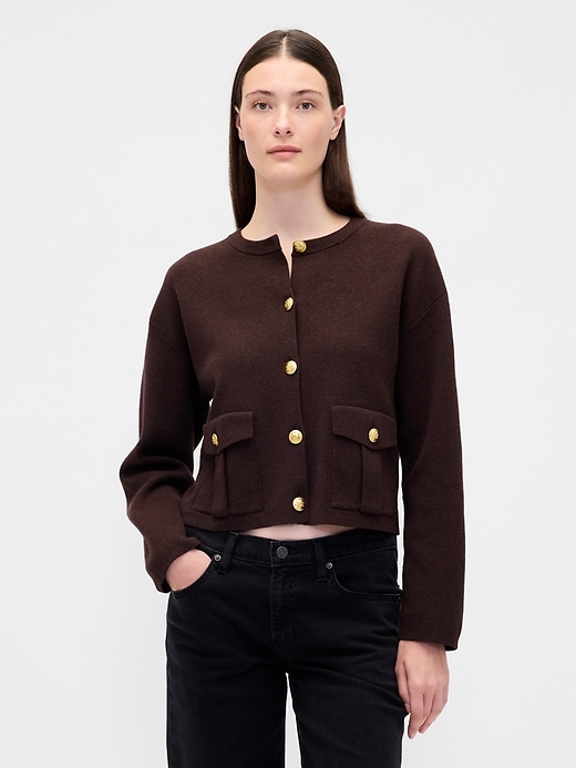 gilet cardigan en mélange de coton avec poches