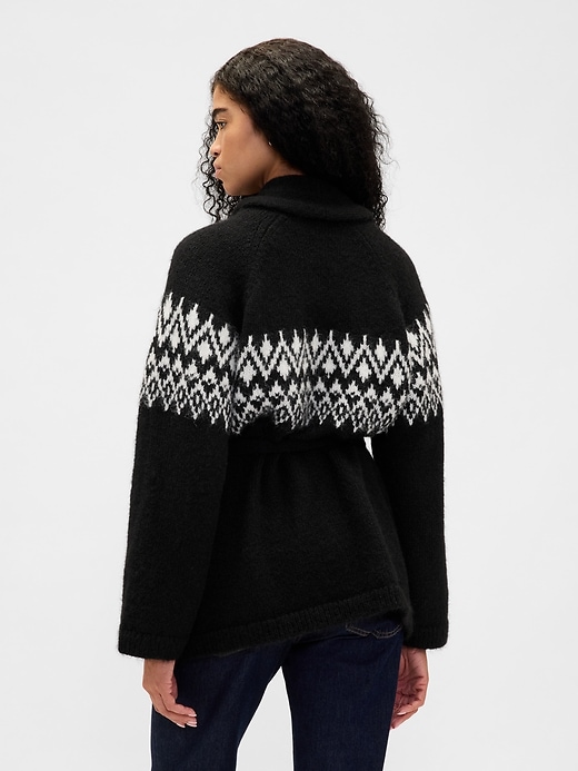 gilet châle fair isle en laine mélangée