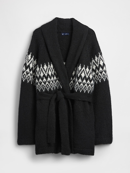 gilet châle fair isle en laine mélangée