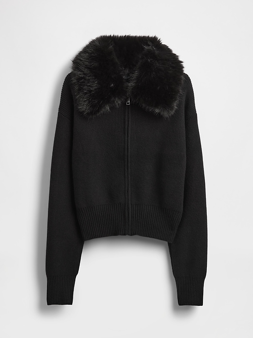 gilet zippé à col en fausse fourrure cashsoft