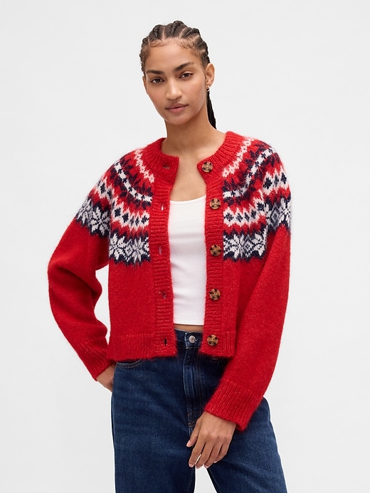 gilet duveteux à motif fair isle