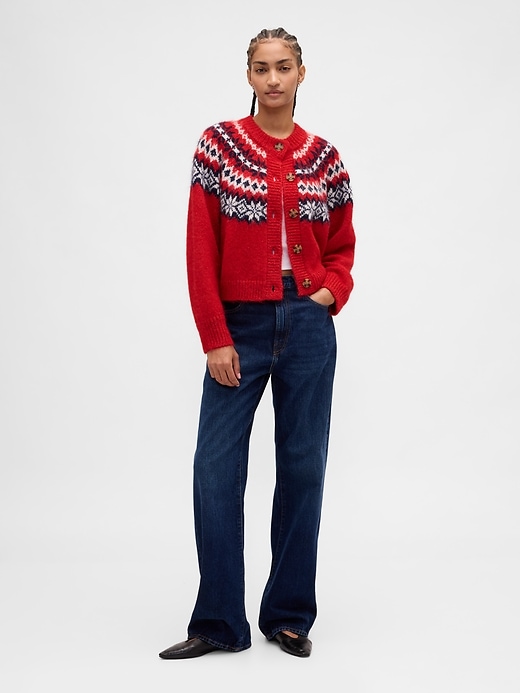 gilet duveteux à motif fair isle