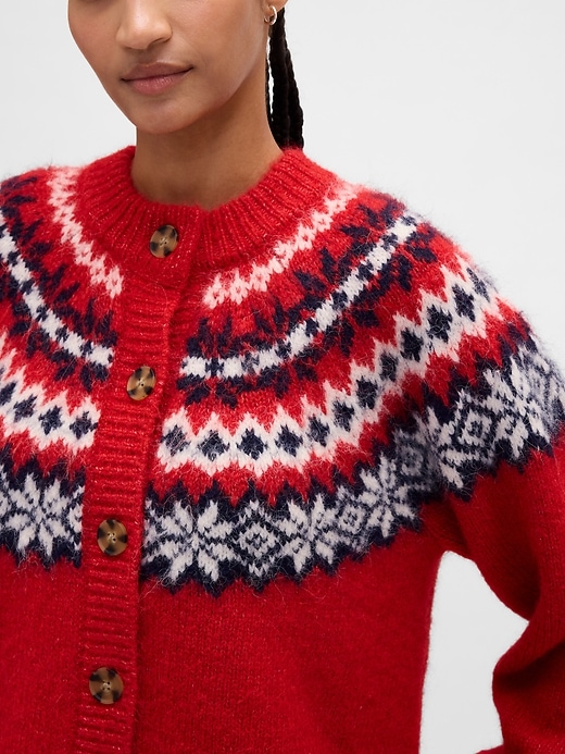 gilet duveteux à motif fair isle