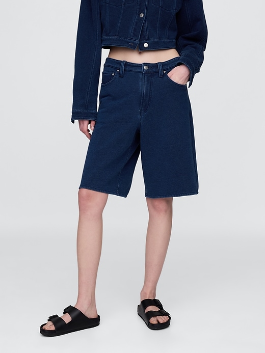 short long en denim éponge français taille mi-haute 11 pouces