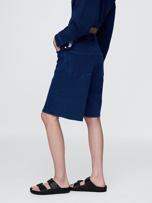 short long en denim éponge français taille mi-haute 11 pouces