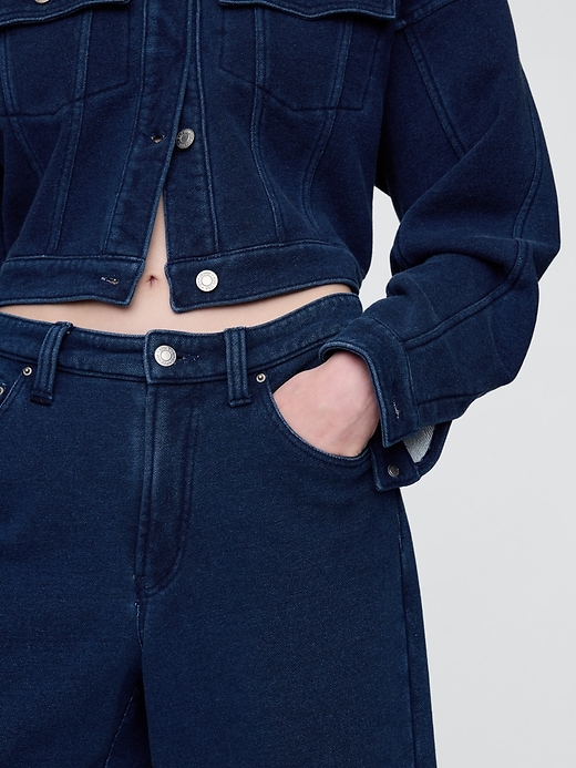short long en denim éponge français taille mi-haute 11 pouces