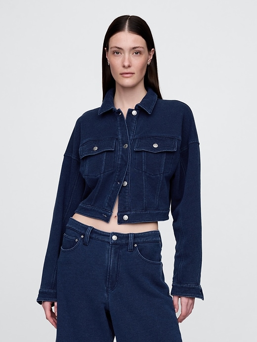 veste courte en denim french terry icon