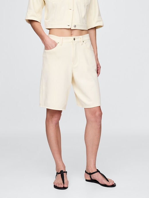 short long en denim éponge français taille mi-haute 11 pouces