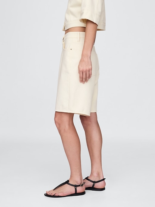 short long en denim éponge français taille mi-haute 11 pouces