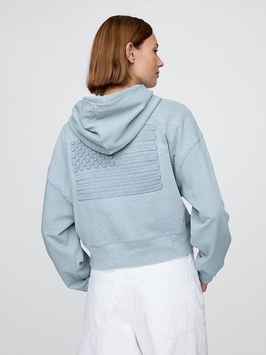 sweat à capuche court en molleton français style américain