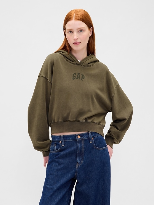 sweat à capuche court vintagesoft avec logo