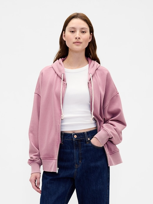 sweat à capuche zippé oversize en molleton épais