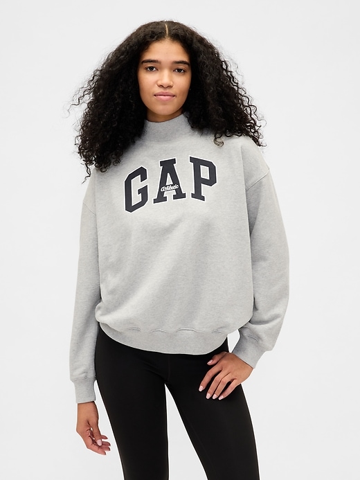 sweat-shirt oversize à col montant et logo en molleton épais