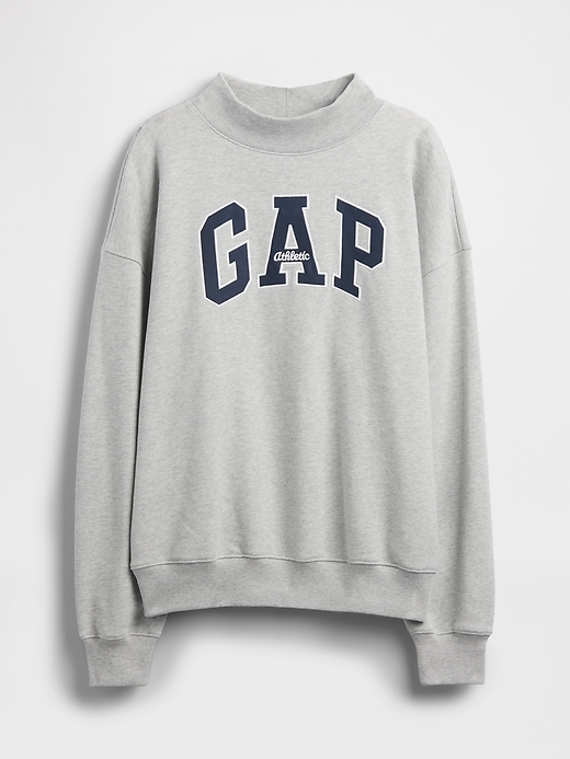 sweat-shirt oversize à col montant et logo en molleton épais