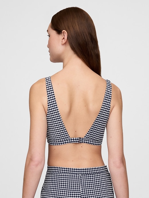 haut de bikini croisé en seersucker vichy
