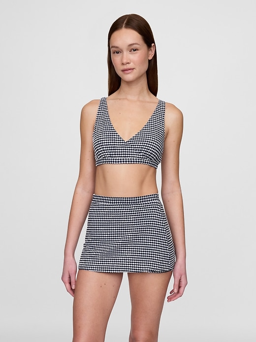 haut de bikini croisé en seersucker vichy