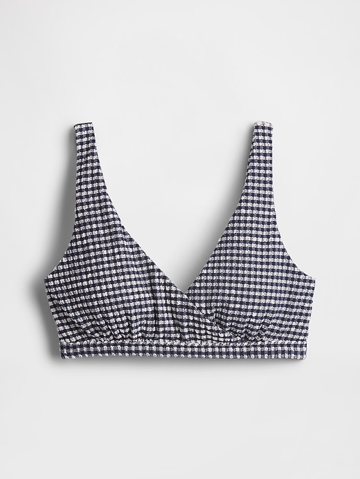 haut de bikini croisé en seersucker vichy