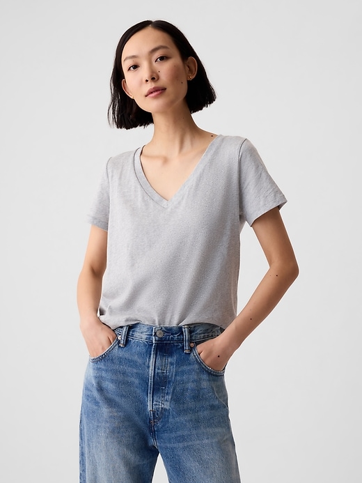 t-shirt à col en v vintagesoft en coton biologique