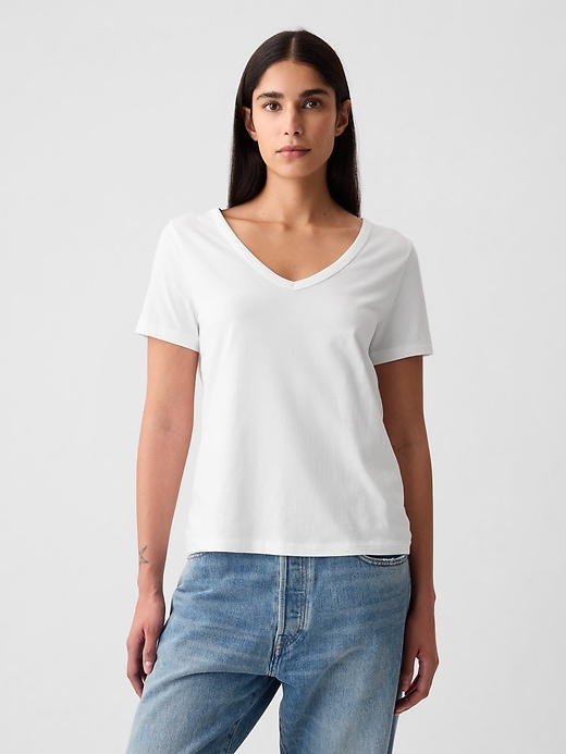 t-shirt à col en v vintagesoft en coton biologique