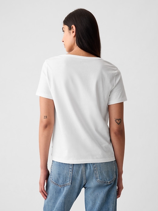 t-shirt à col en v vintagesoft en coton biologique
