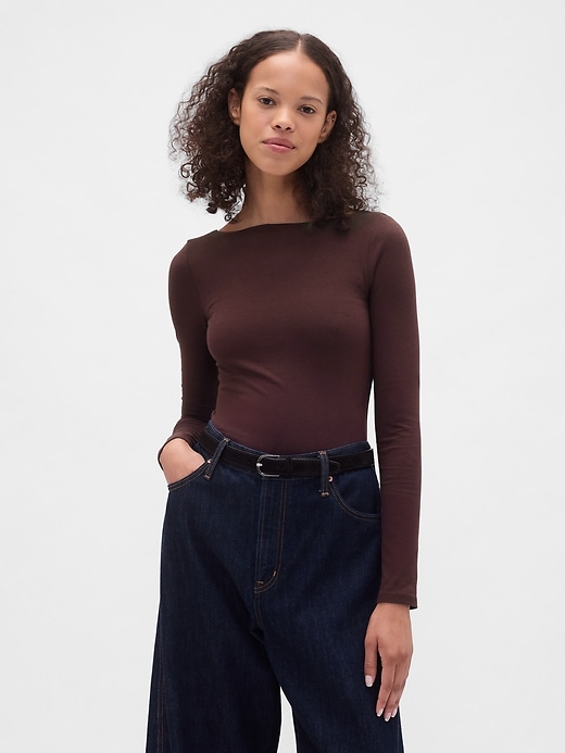 t-shirt à col bateau et dos ouvert en jersey closeknit