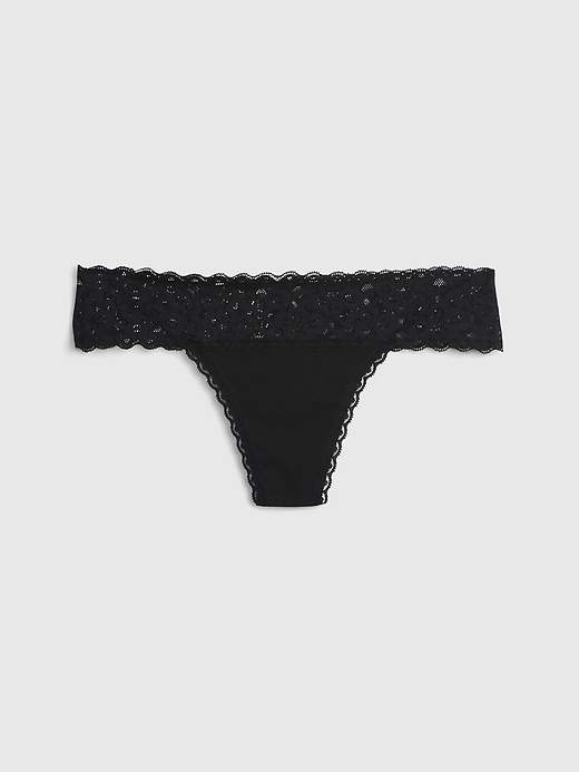 string en coton stretch biologique avec bordure en dentelle