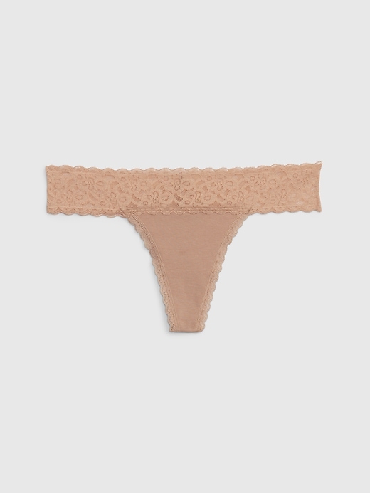 string en coton stretch biologique avec bordure en dentelle