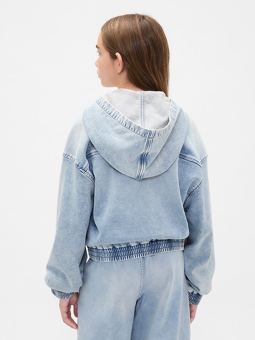 sweat à capuche zippé en denim tricoté pour enfants