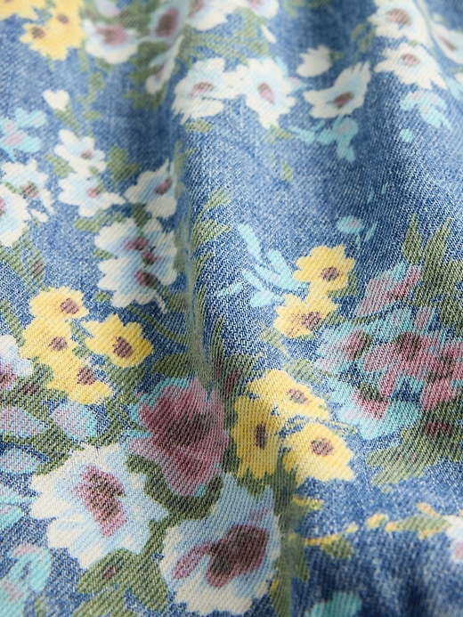 robe en jean à manches bouffantes et imprimé floral pour enfant