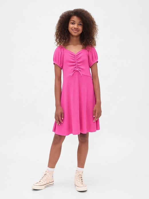 robe côtelée froncée pour enfants