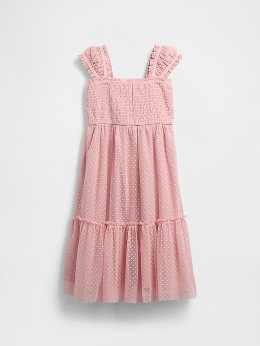 robe enfant à manches courtes à volants en maille