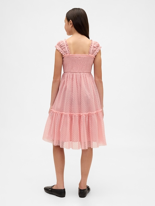 robe enfant à manches courtes à volants en maille