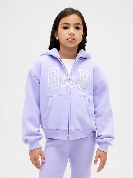 sweat à capuche pour enfants avec logo graphique doublé en sherpa