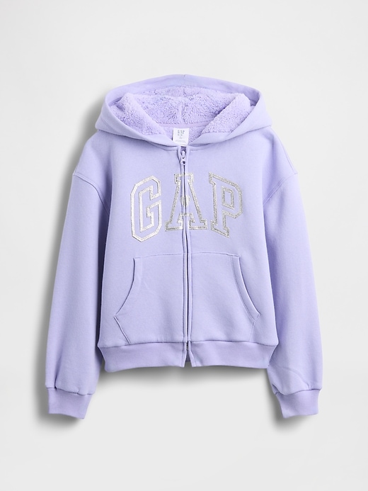 sweat à capuche pour enfants avec logo graphique doublé en sherpa