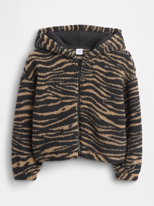sweat à capuche zippé décontracté en sherpa pour enfants