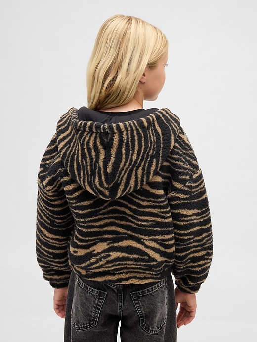 sweat à capuche zippé décontracté en sherpa pour enfants