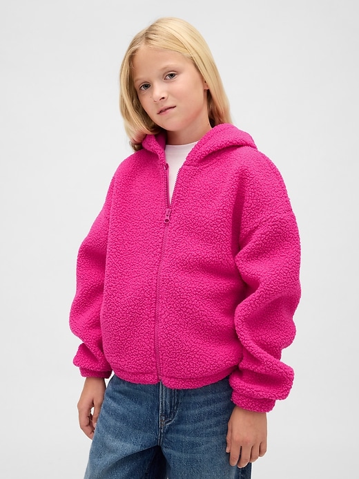 sweat à capuche zippé décontracté en sherpa pour enfants