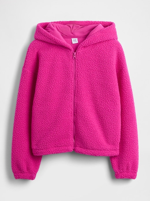 sweat à capuche zippé décontracté en sherpa pour enfants