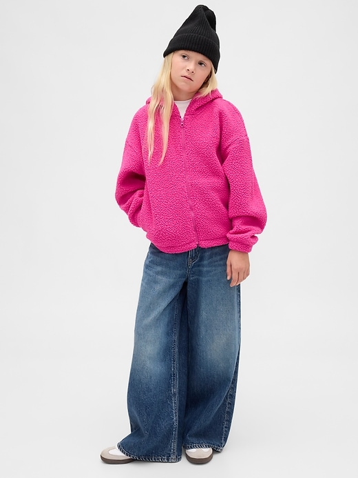 sweat à capuche zippé décontracté en sherpa pour enfants