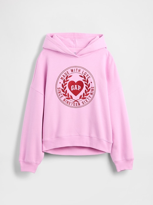 sweat à capuche oversize vintage doux pour enfants avec logo cœur