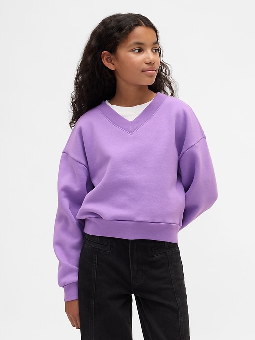 sweat-shirt vintage doux et décontracté à col en v pour enfants