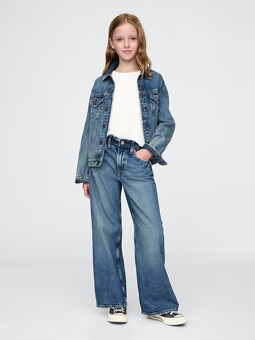 jeans stride à jambes larges et taille basse pour enfants