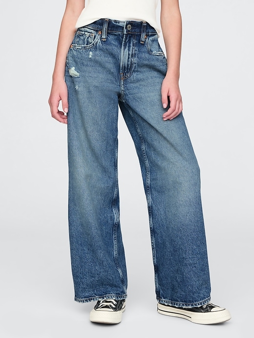 jeans stride à jambes larges et taille basse pour enfants