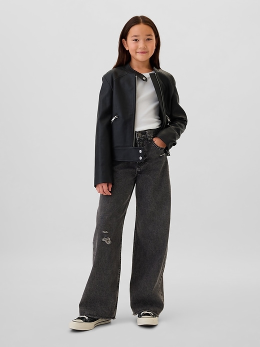 jeans stride à jambes larges et taille basse pour enfants