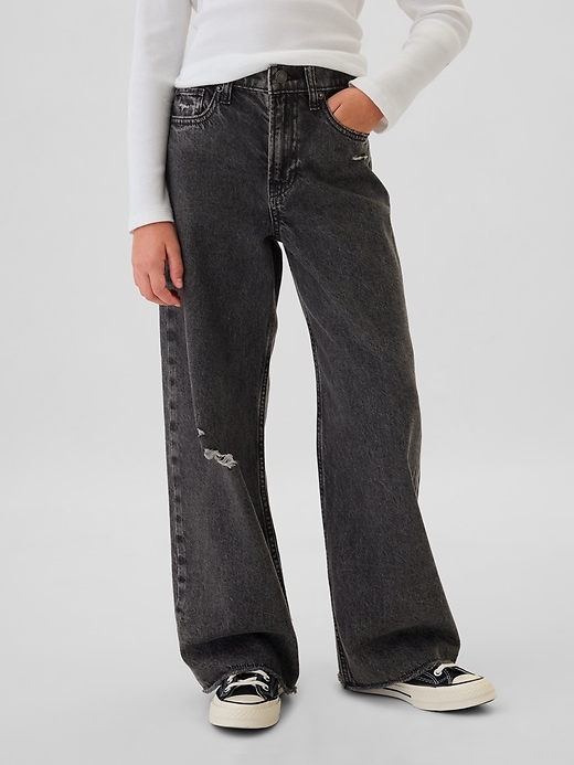 jeans stride à jambes larges et taille basse pour enfants