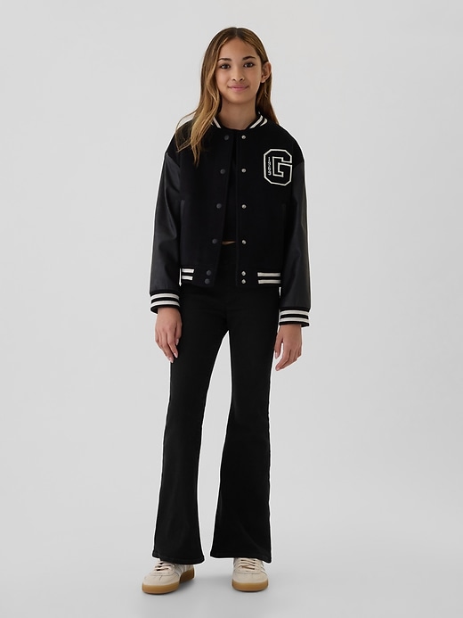 jean évasé croisé taille haute pour enfants style années 70