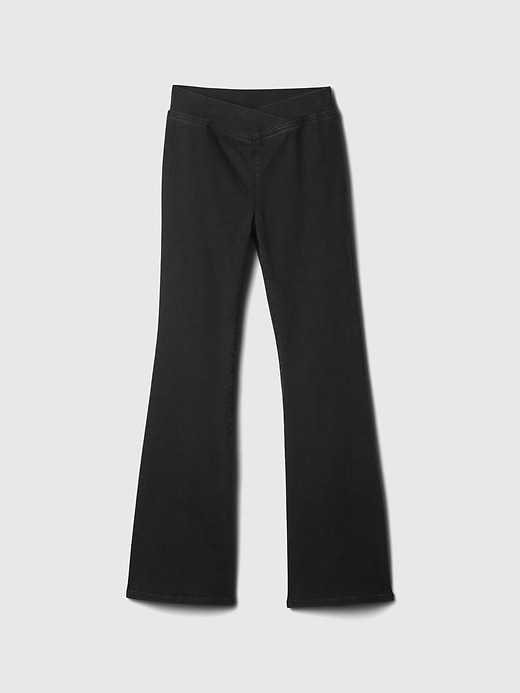 jean évasé croisé taille haute pour enfants style années 70