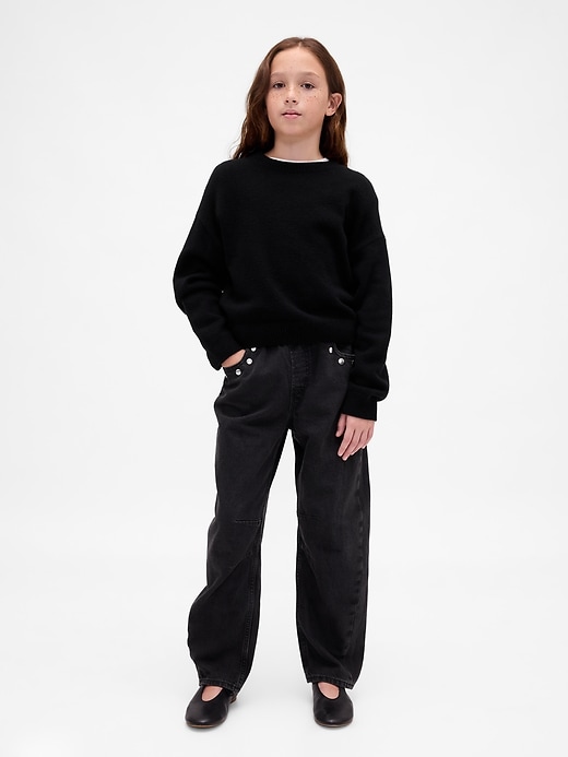 jeans easy barrel taille haute cloutés pour enfants